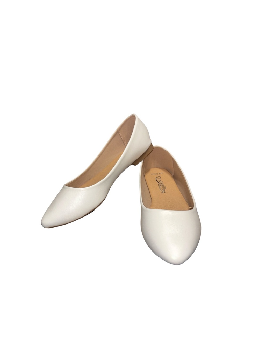 City Classified White Pointy Toe Casual Flats Wide Fit Minimalist Women Size 7.5